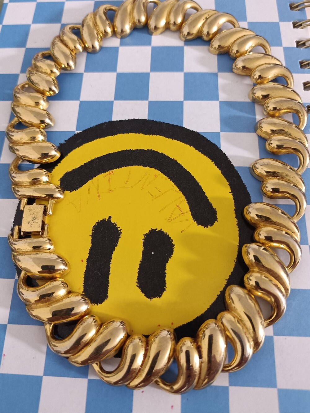 Rare 80's Gold Twist Sculpted Link Choker Necklace